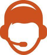 Customer service icon of a person wearing a phone headset.